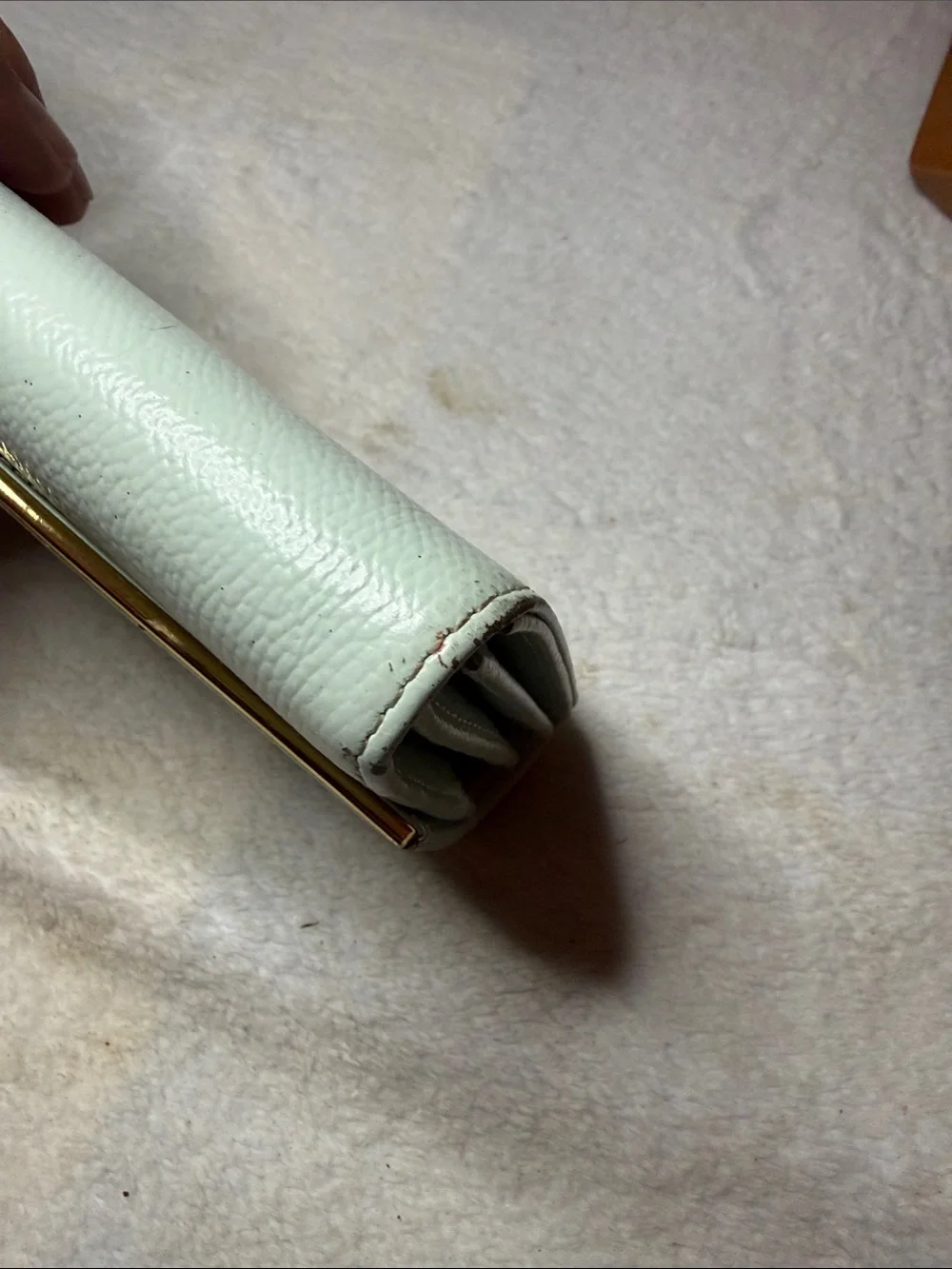 Samantha Thavasa Mint Green Petit Choice Pebbled Leather Wallet with Gold Trim
